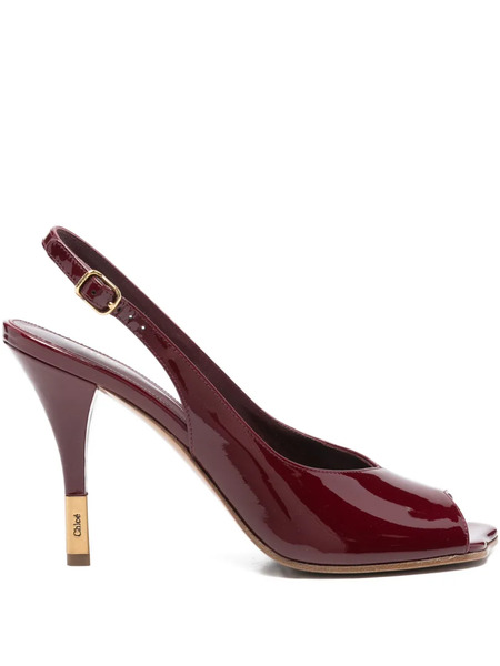  Chloé 100mm Heel Slingback Sandals - Red 
