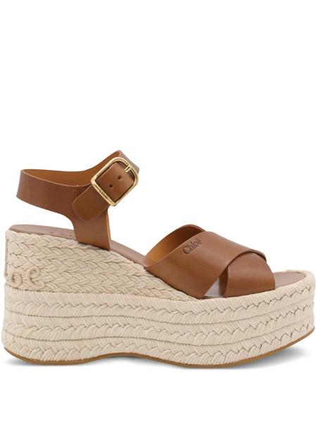  Chloé 105mm Isla Wedge Espadrilles - Brown 