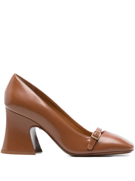 Chloé 75mm Janis Buckle-detail Flared Pumps - Brown 
