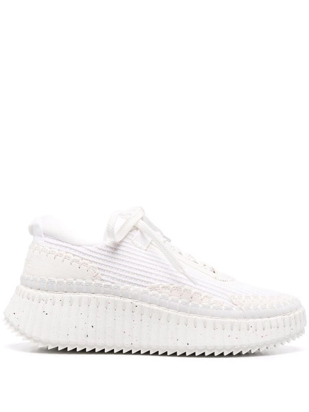  Chloé Nama Whipstitch-trim Sneakers - White 