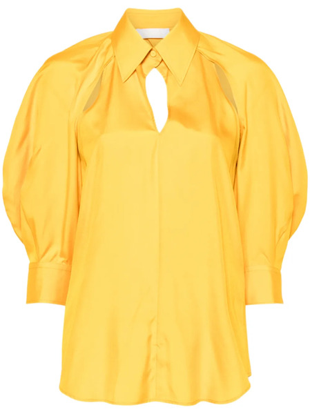  Chloé Open-shoulder Silk Blouse - Yellow 