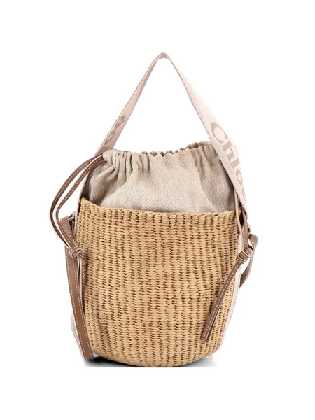  Chloé Pre-owned Woody Basket Tote Woven Raffia Small Bucket Bag - Neutrals 