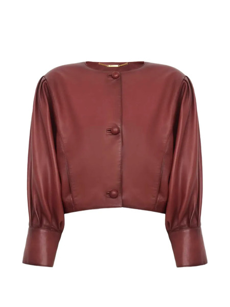  Chloé Puff-sleeve Leather Jacket - Brown 