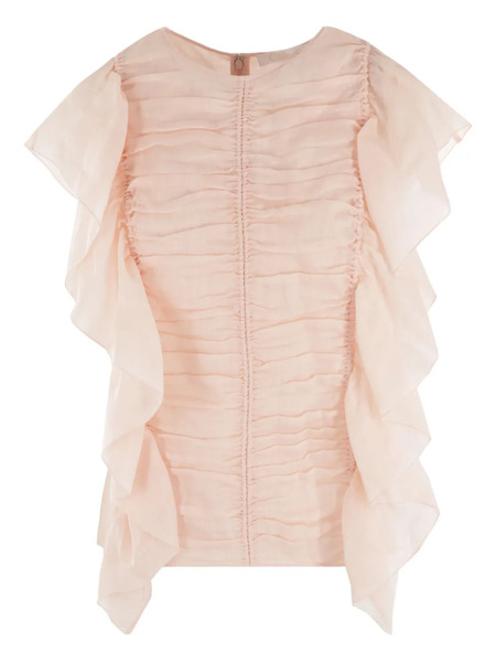  Chloé Ruffle-trim Ramie Top - Pink 