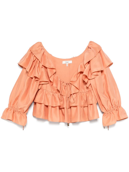  Chloé Ruffled Cropped Top - Orange 