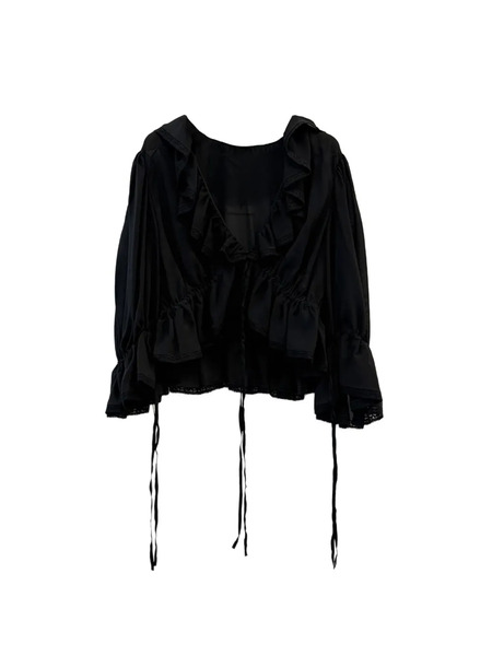  Chloé Ruffled-detail Tie-fastening Top - Black 