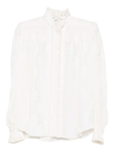  Chloé Ruffled Jacquard Blouse - White 
