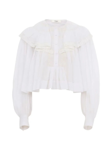  Chloé Ruffled Lace Blouse - White 
