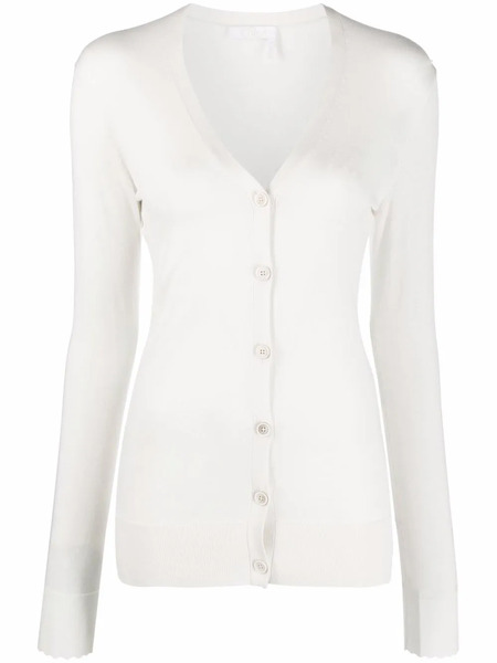  Chloé Scallop-cuff Wool Cardigan - Neutrals 