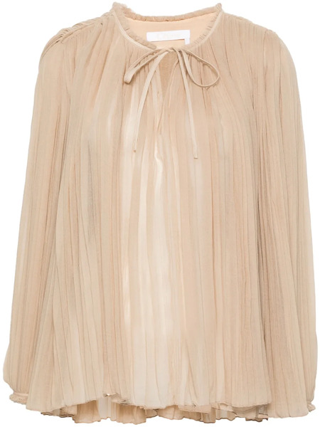  Chloé Semi-sheer Pleated Blouse - Neutrals 