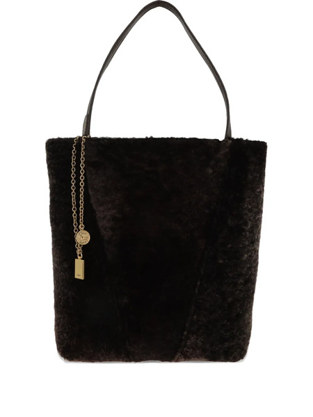  Chloé Shearling Panelled Tote Bag - Brown 