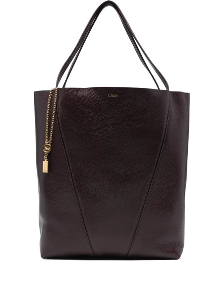  Chloé Spin Grained-leather Tote Bag - Red 