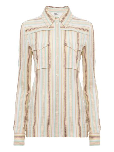  Chloé Striped Cotton Shirt - White 
