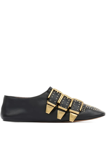  Chloé Susanna Buckle-details Studded Flat Pumps - Black 