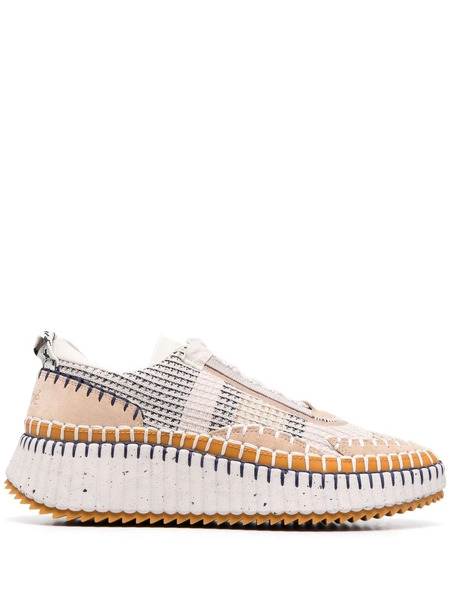  Chloé Whipstitch-trim Sneakers - Neutrals 
