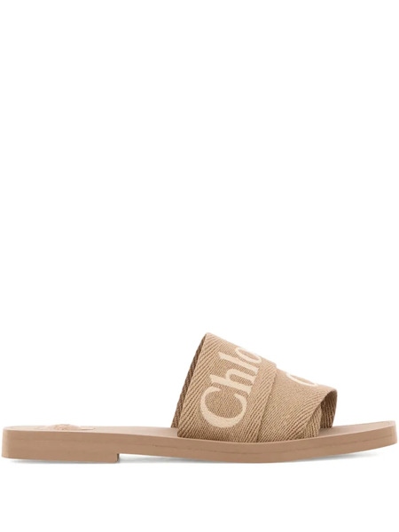  Chloé Woody Logo-jacquard Sandals - Brown 