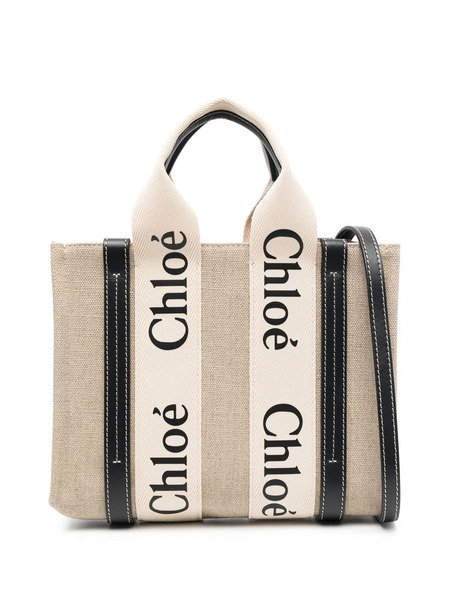  Chloé Woody Logo-strap Tote Bag - Neutrals 