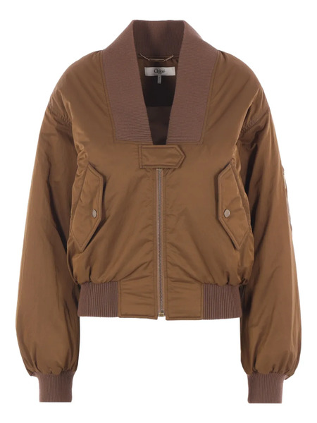 Chloé Zip-front Bomber Jacket - Brown 