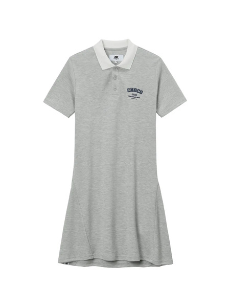  Chocoolate A-line Mini Polo Dress - Grey 