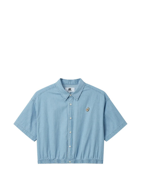  Chocoolate Collared Short-sleeve Shirt - Blue 