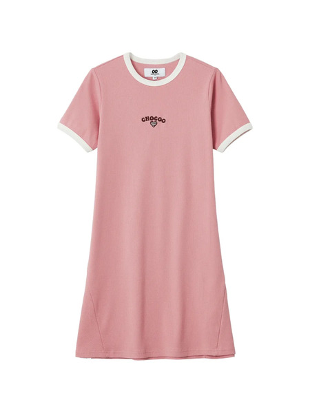  Chocoolate Contrast-trim Mini Dress - Pink 