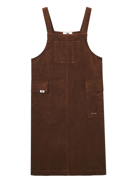  Chocoolate Corduroy Embroidered-logo Midi Dress - Brown 
