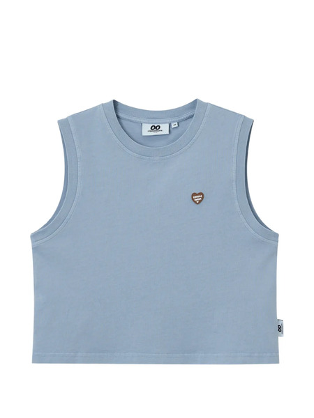  Chocoolate Heart-appliqué Tank Top - Blue 
