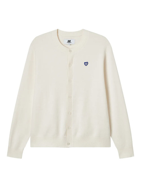  Chocoolate Heart-embroidered Cardigan - Neutrals 