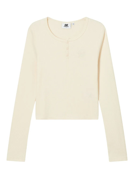  Chocoolate Henley-neck Ribbed T-shirt - Neutrals 