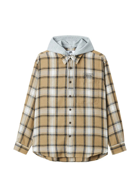  Chocoolate Hooded Check-pattern Jacket - Brown 