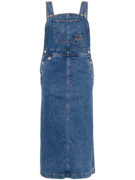  Chocoolate Logo-embroidered Cotton Dungaree Dress - Blue 