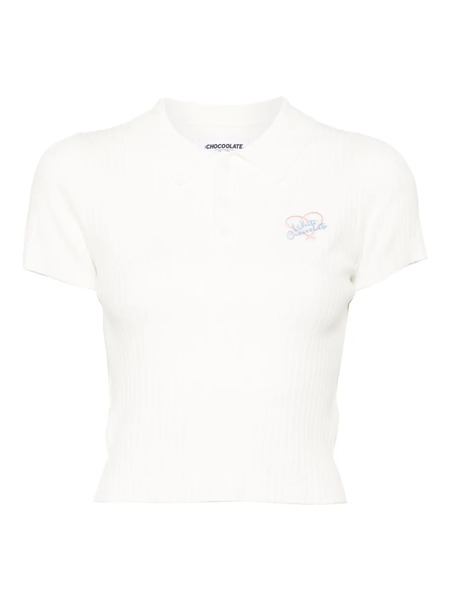 Chocoolate Logo-embroidered Polo Top - White 