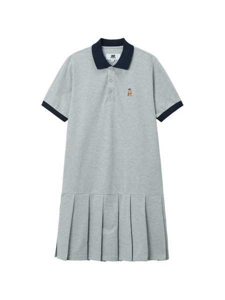  Chocoolate Pleated Polo Dress - Grey 
