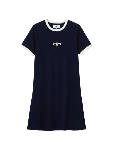  Chocoolate Ringer Embroidery Dress - Blue 