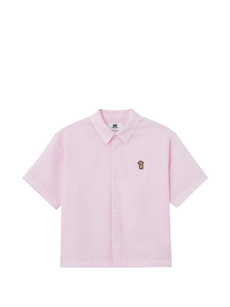  Chocoolate Short-sleeved Striped Shirt - Pink 