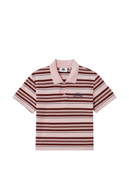  Chocoolate Striped Button Polo Shirt - Pink 