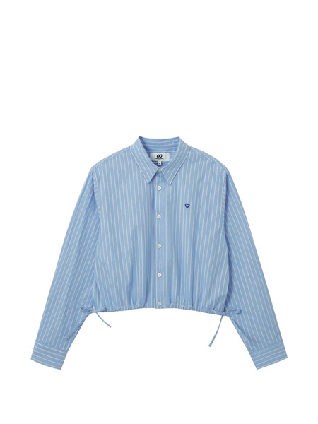  Chocoolate Striped Drawstring-details Cotton Shirt - Blue 