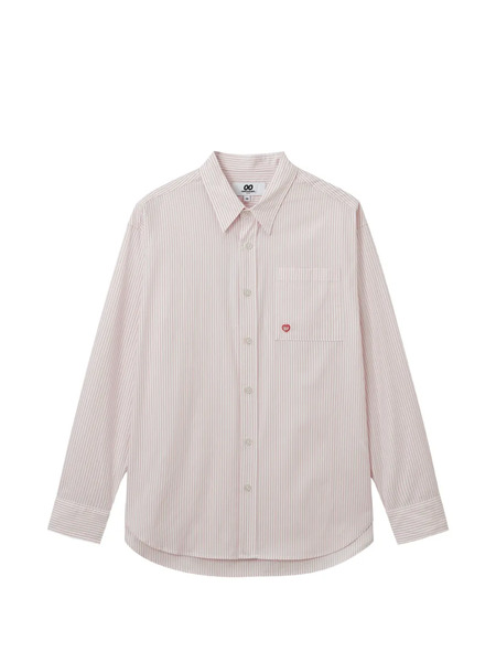 Chocoolate Striped Pocket-detail Cotton Shirt - Pink 