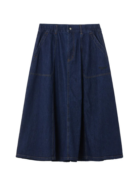  Chocoolate Tonal-stitching A-line Skirt - Blue 