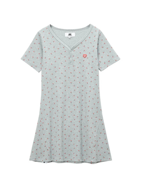  Chocoolate V-neck Floral Print Dress - Grey 