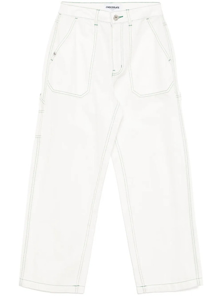  Chocoolate Wide-leg Work Jeans - White 