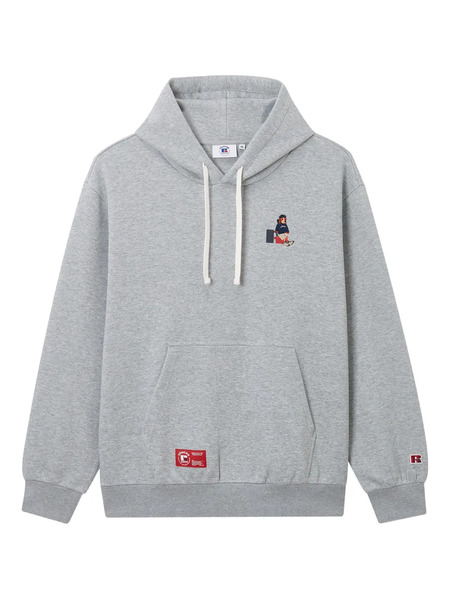  Chocoolate X Russell Athletic Logo-embroidered Hoodie - Grey 