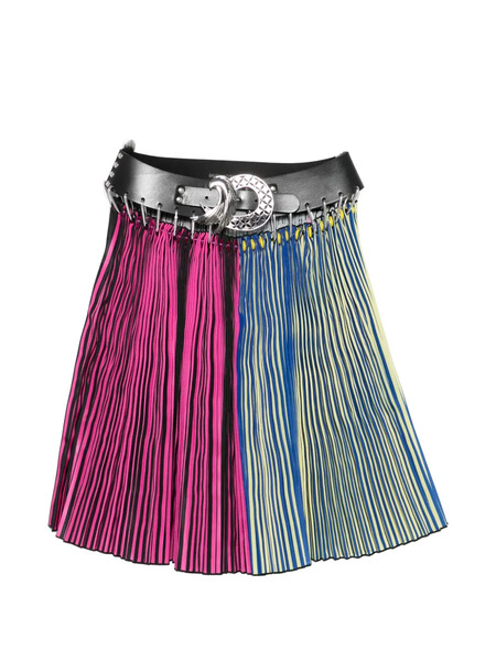  Chopova Lowena Block Belt Pleated Midi Skirt - Blue 