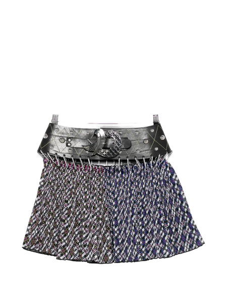  Chopova Lowena Toro Studded Belt Print Mini Skirt - Grey 