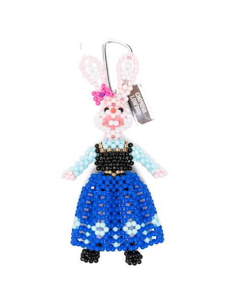  Chopova Lowena Warrior Rabbit Beaded Keyring - Blue 