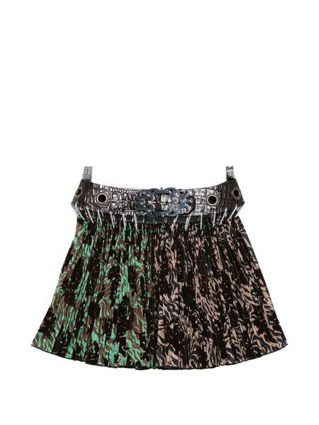  Chopova Lowena Wilson Pleated Print Mini Skirt - Brown 