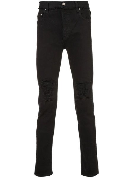  Christian Dada Distressed Slim-fit Jeans - Black 