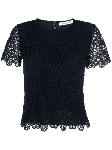  Christian Dior Pre-owned 2010 Lace Round-neck Top - Blue 