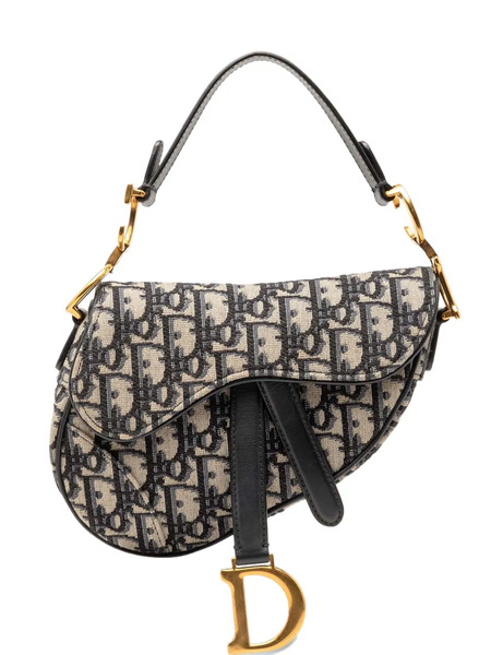  Christian Dior Pre-owned 2019 Mini Oblique Canvas Saddle Bag Satchel - Blue 