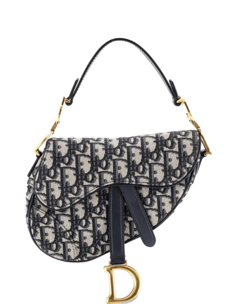  Christian Dior Pre-owned Saddle Handbag Oblique Canvas Mini Shoulder Bag - Blue 